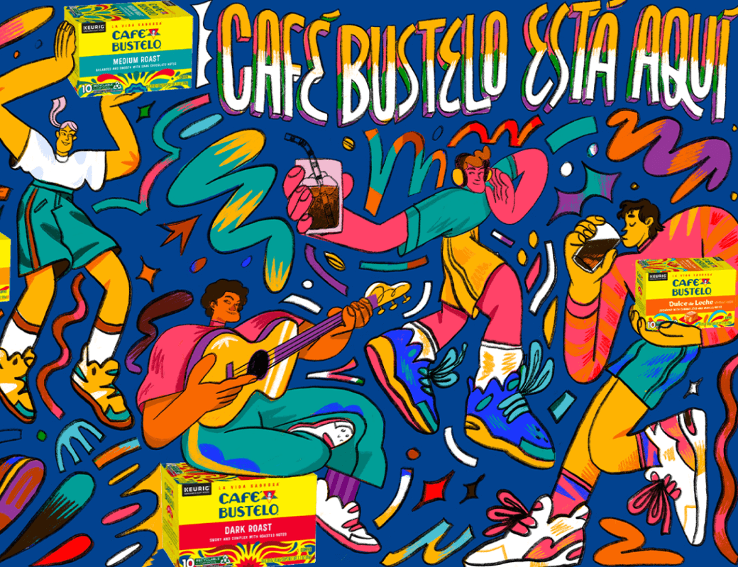 A digital Mural for Cafe Bustelo and Amazon Ads