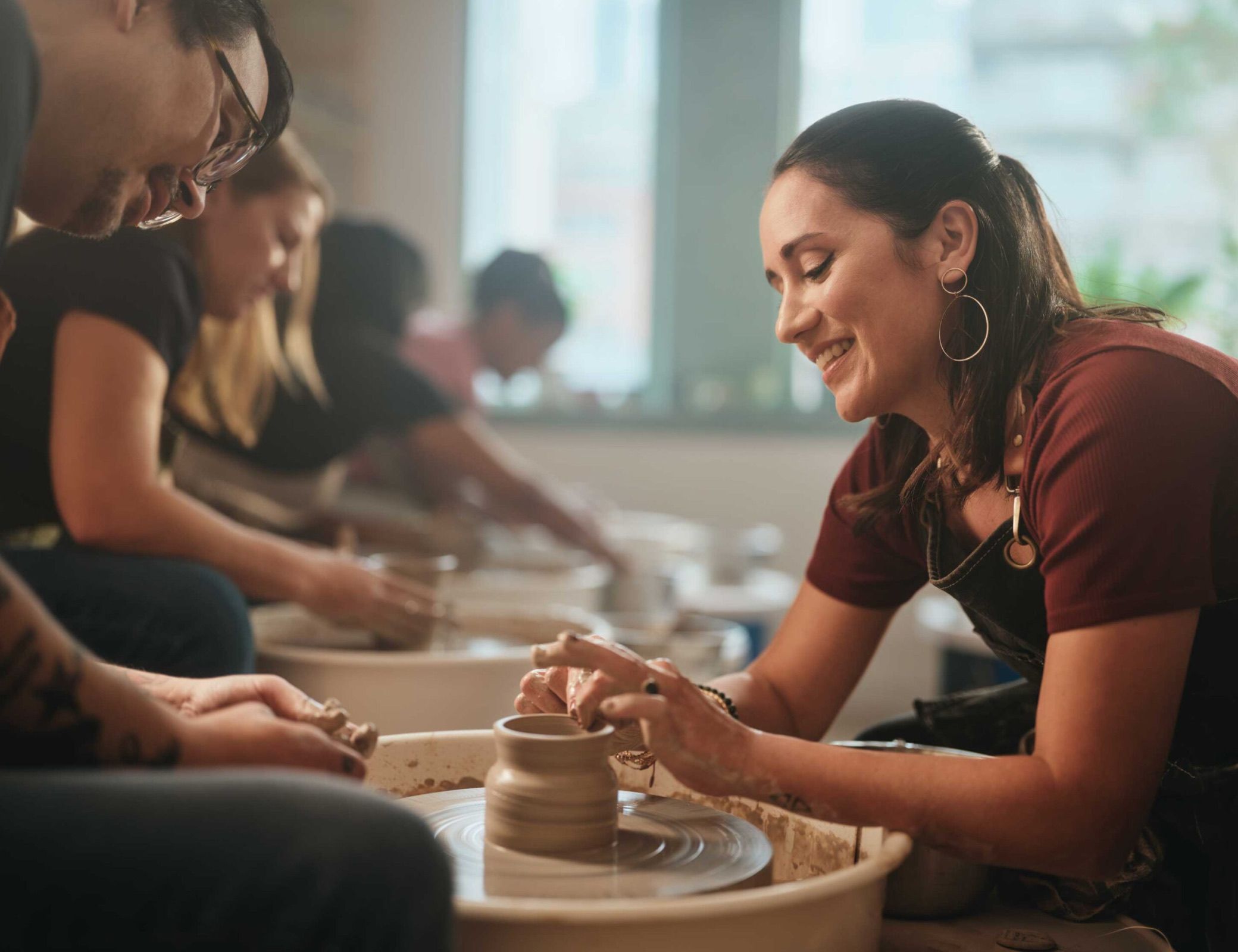Woman doing ceramics. 