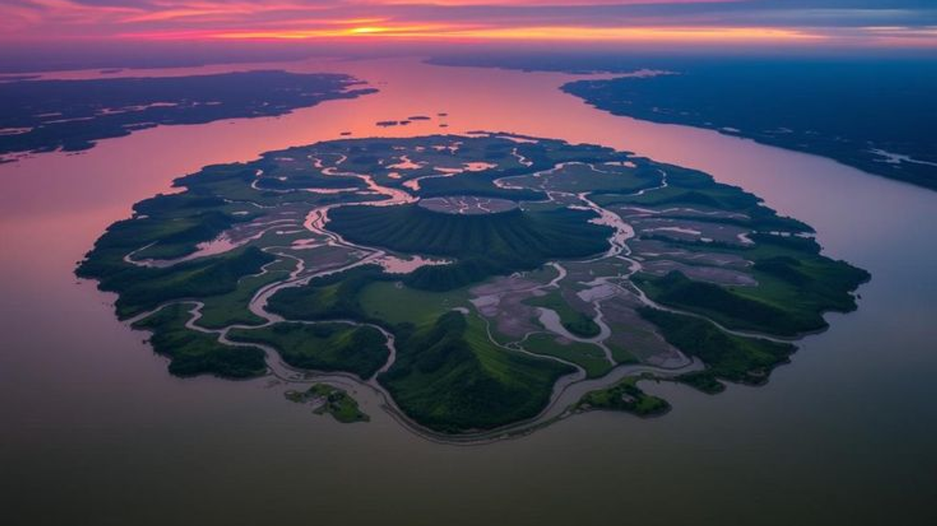 Brahmaputra River flowing around Majuli island with traditional Sattra monastery, green riverbanks, and cultural activities in Assam.