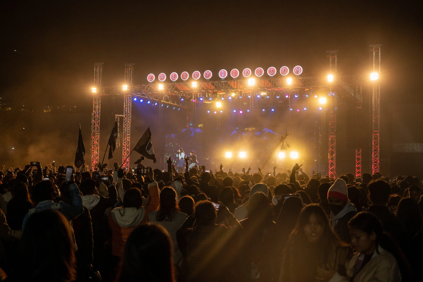 Crowd at the main stage of the Shillong Cherry Blossom Festival at night