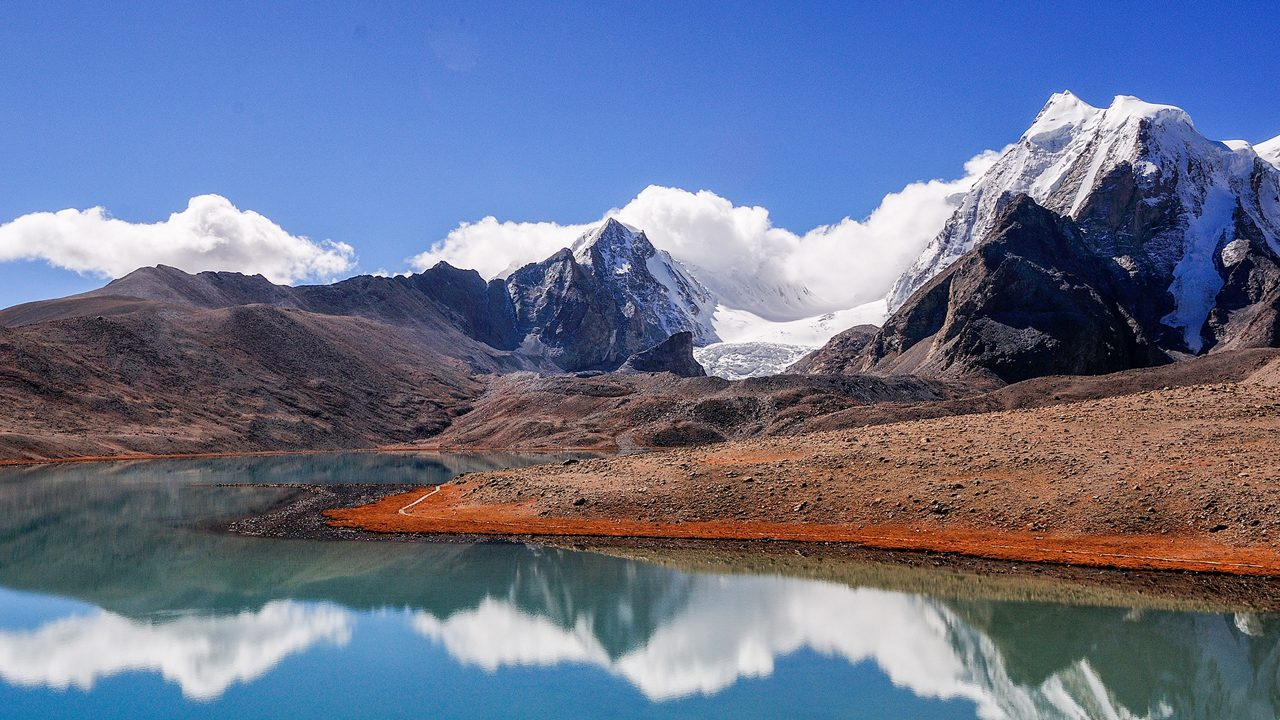 High-altitude lake in sikkim.