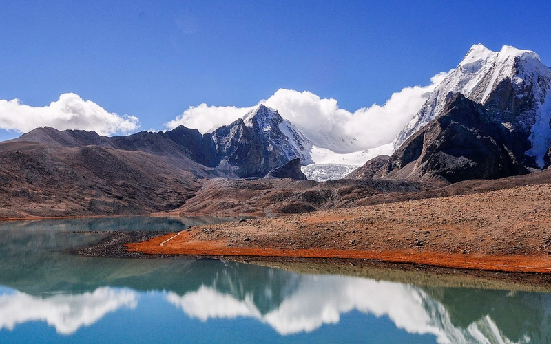 High-altitude lake in sikkim.