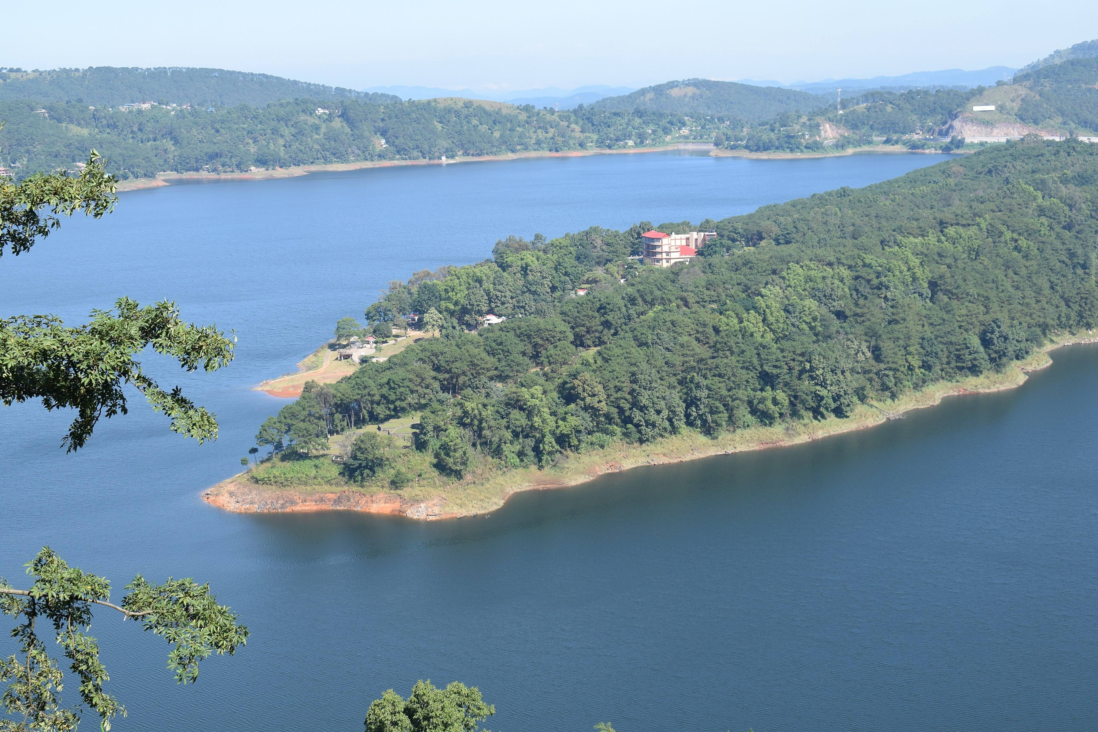 Umiam Lake and its forested islands near Shillong