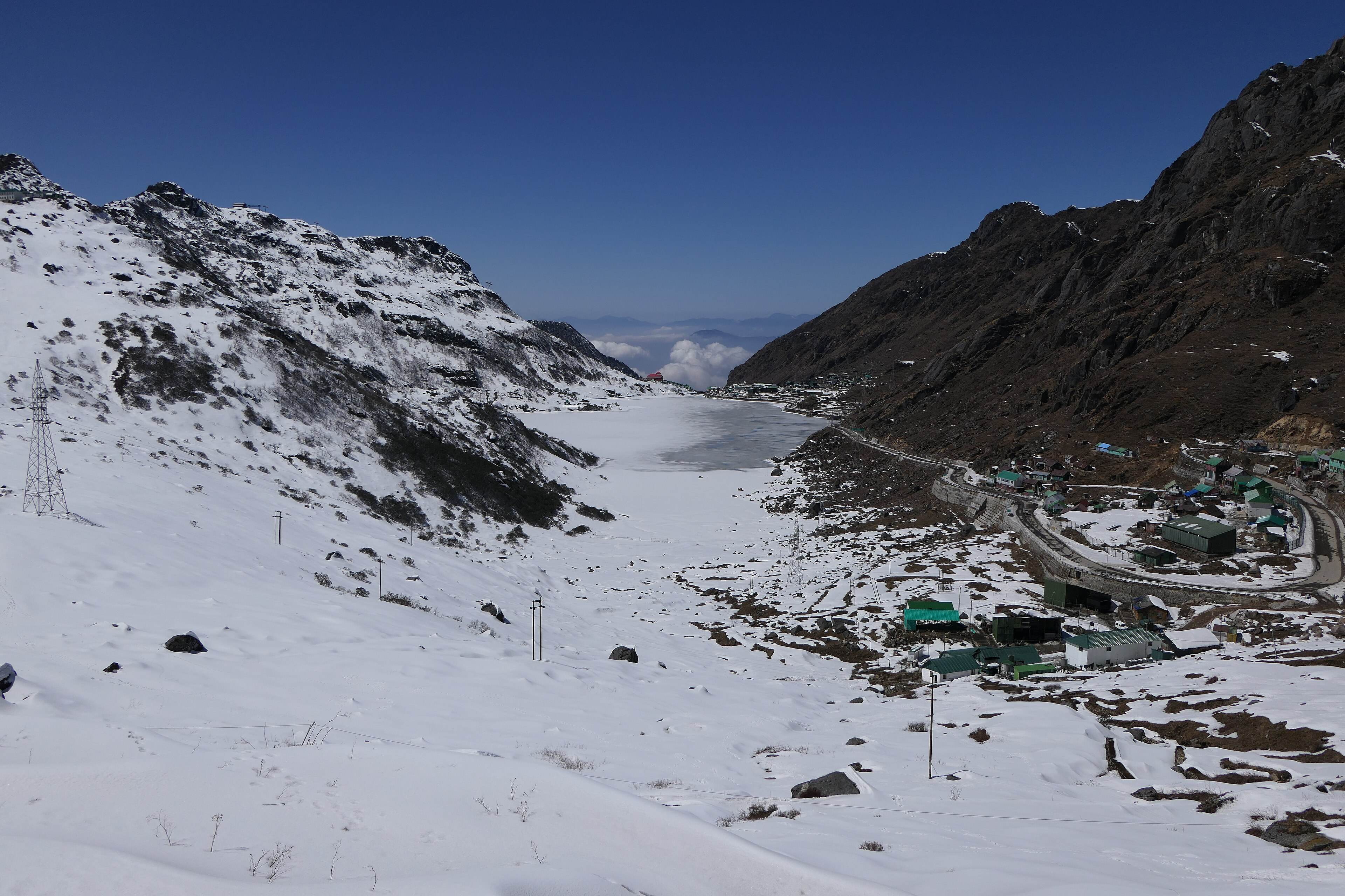 Snow around Tsomgo Lake in East Sikkim