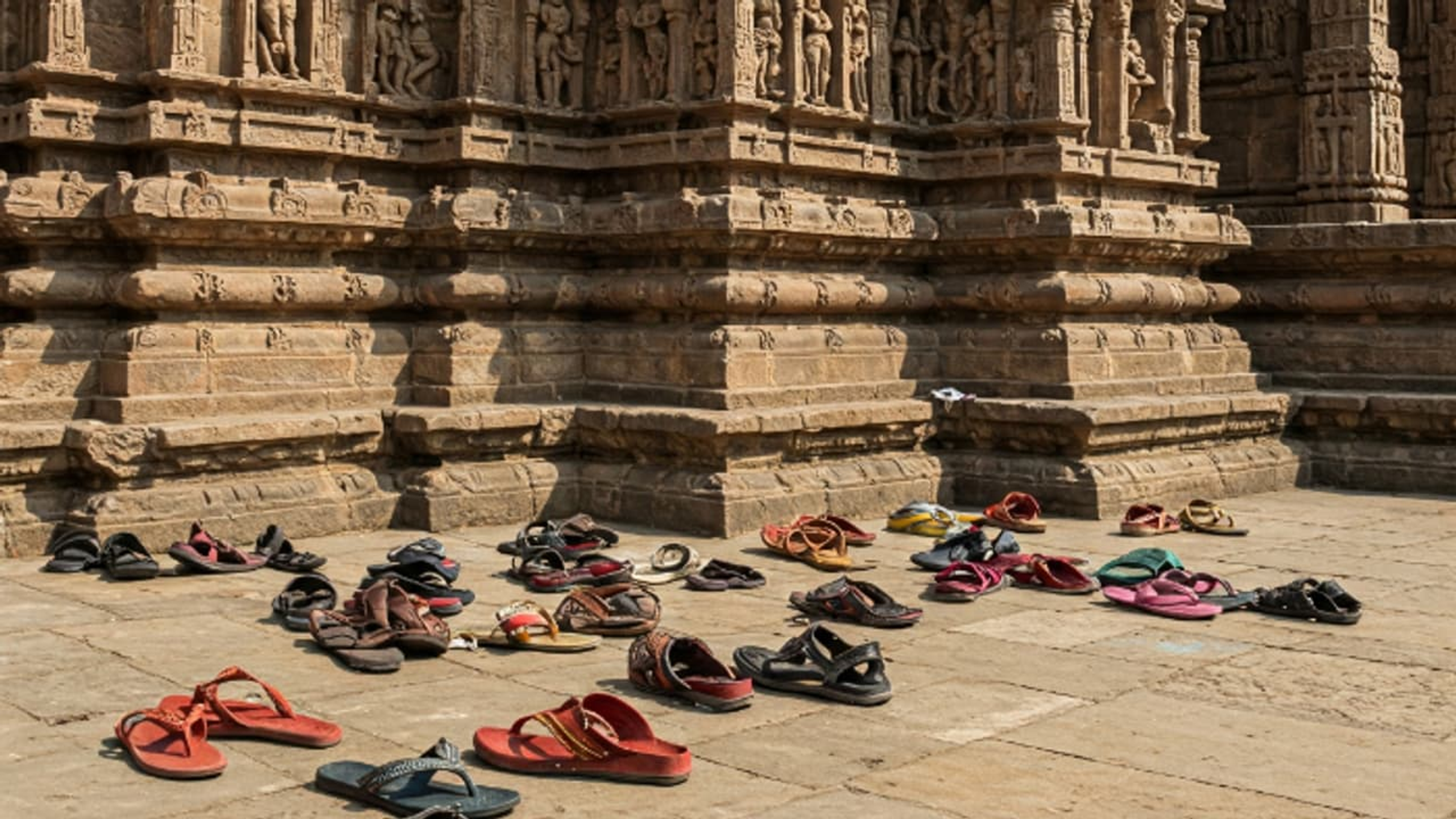 Cultural etiquette in Arunachal Pradesh: removing footwear at the Tawang Monastery.]