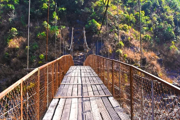 Trekking trails in Shillong David Scott Trail historical stone bridge view
