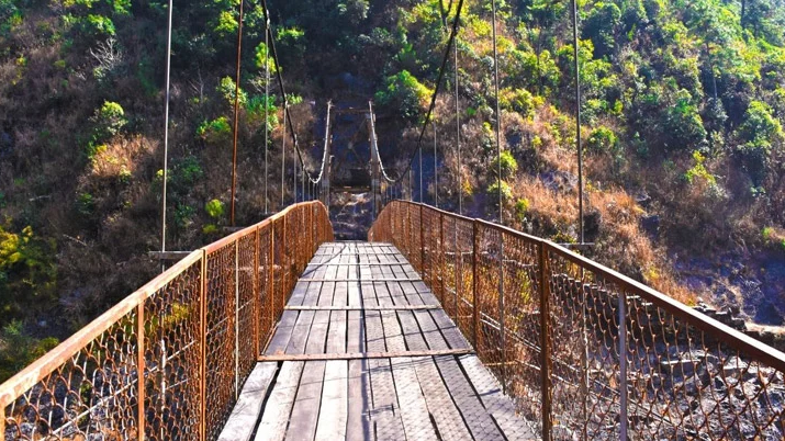 Trekking trails in Shillong David Scott Trail historical stone bridge view