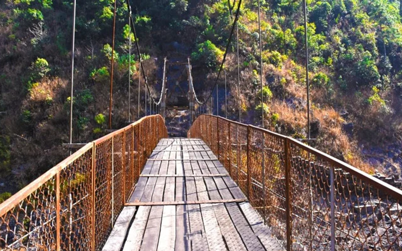Trekking trails in Shillong David Scott Trail historical stone bridge view