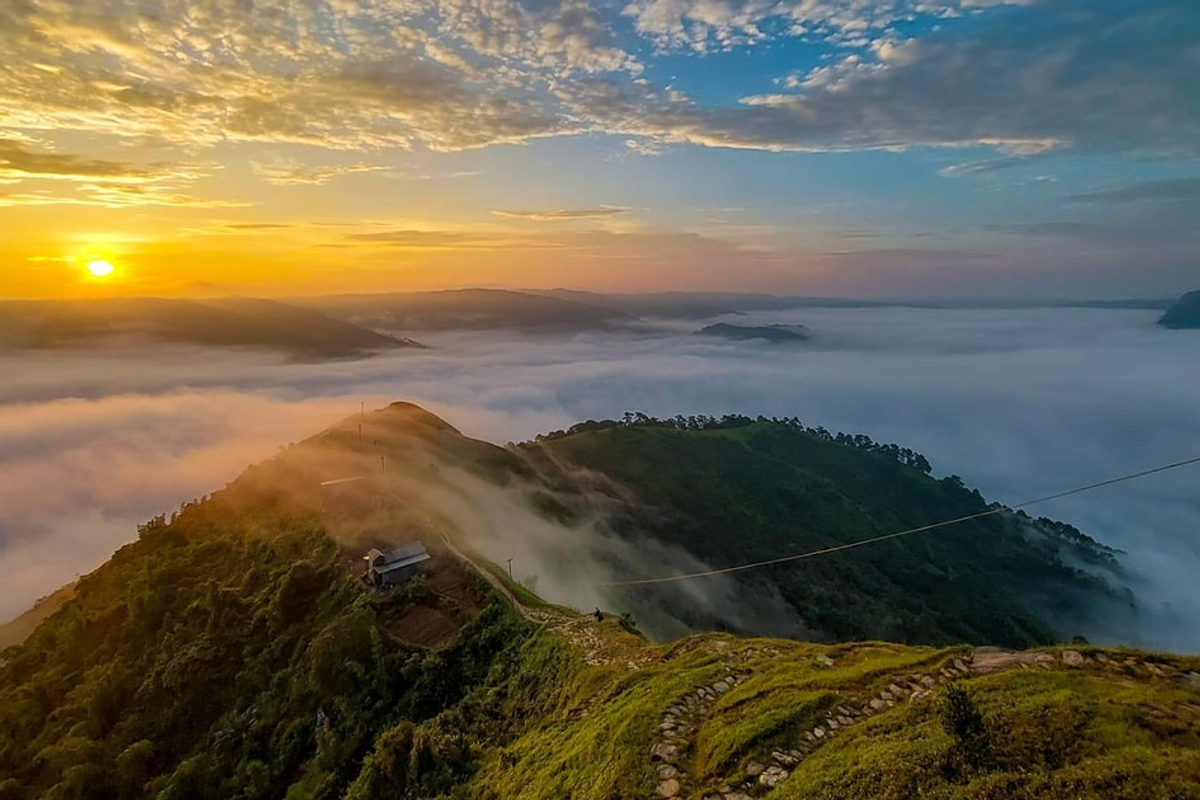 Shillong Peak in Meghalaya during winter with clear skies and scenic hills