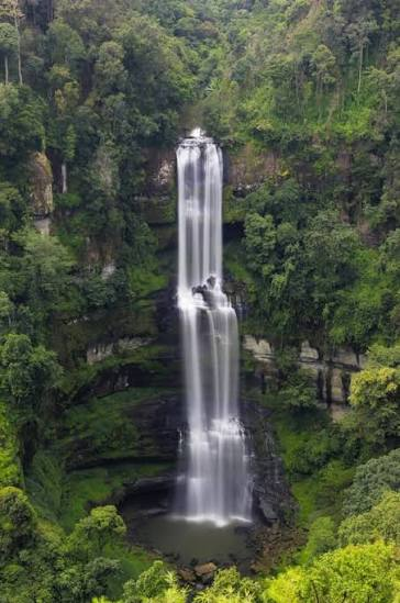 Vantawng Falls cascading down a forested cliff in Mizoram