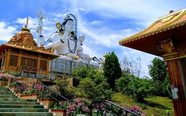 The giant 87-foot Lord Shiva statue surrounded by temple replicas at Siddheshwar Dham in Namchi, South Sikkim.