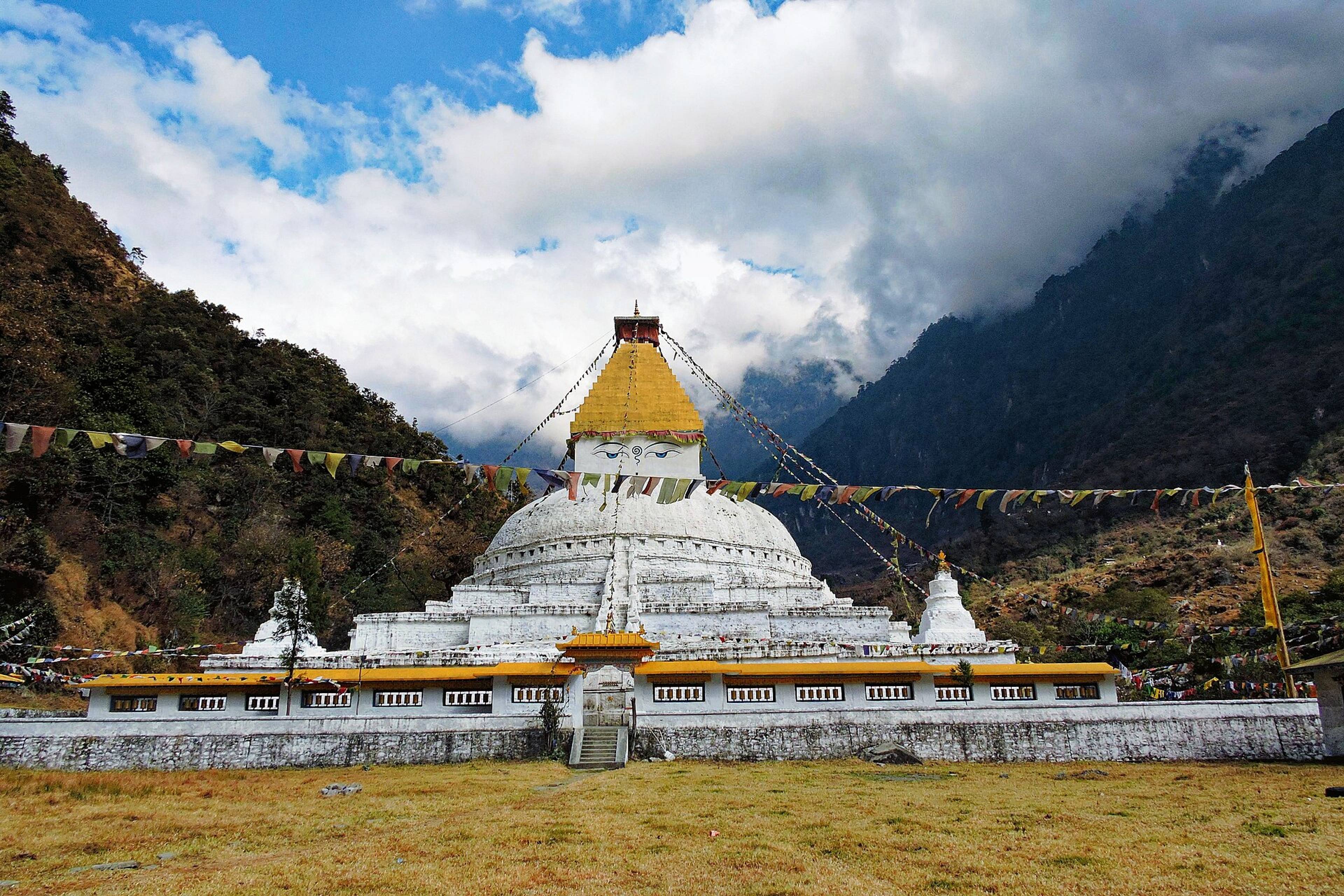 Gorsam Chorten, the large white stupa near Zemithang in Tawang district