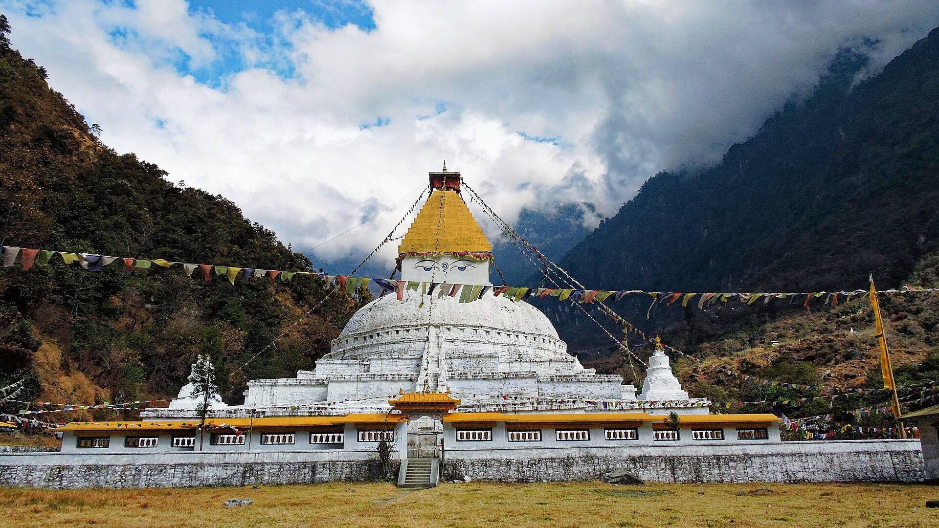 Gorsam Chorten, the large white stupa near Zemithang in Tawang district