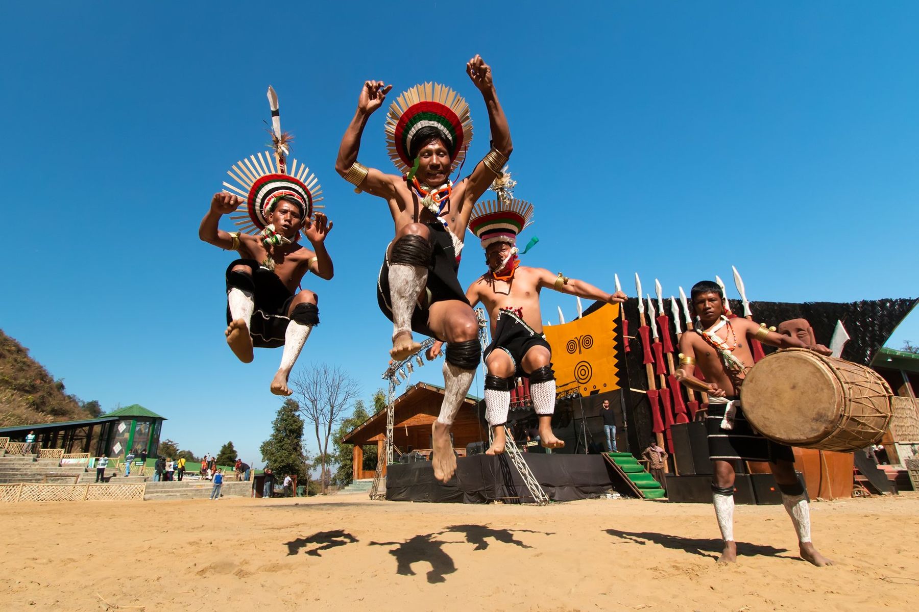 Zeliang Naga dancers performing at the Hornbill Festival in Nagaland