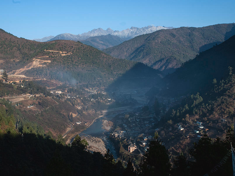 Dirang valley scenic view in Arunachal Pradesh surrounded by Himalayan mountains