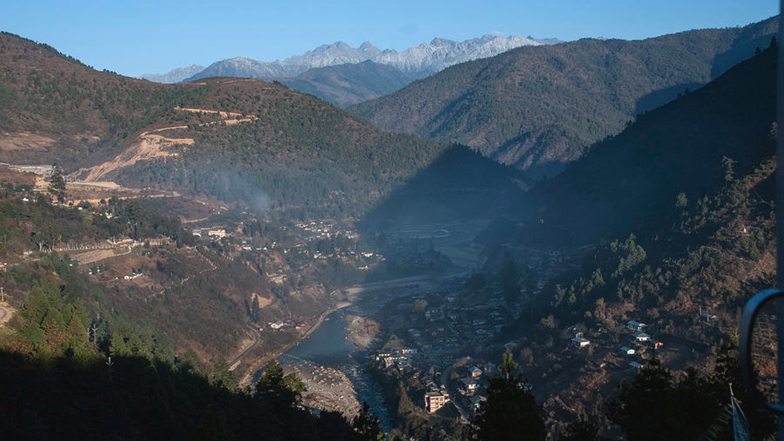 Dirang valley scenic view in Arunachal Pradesh surrounded by Himalayan mountains