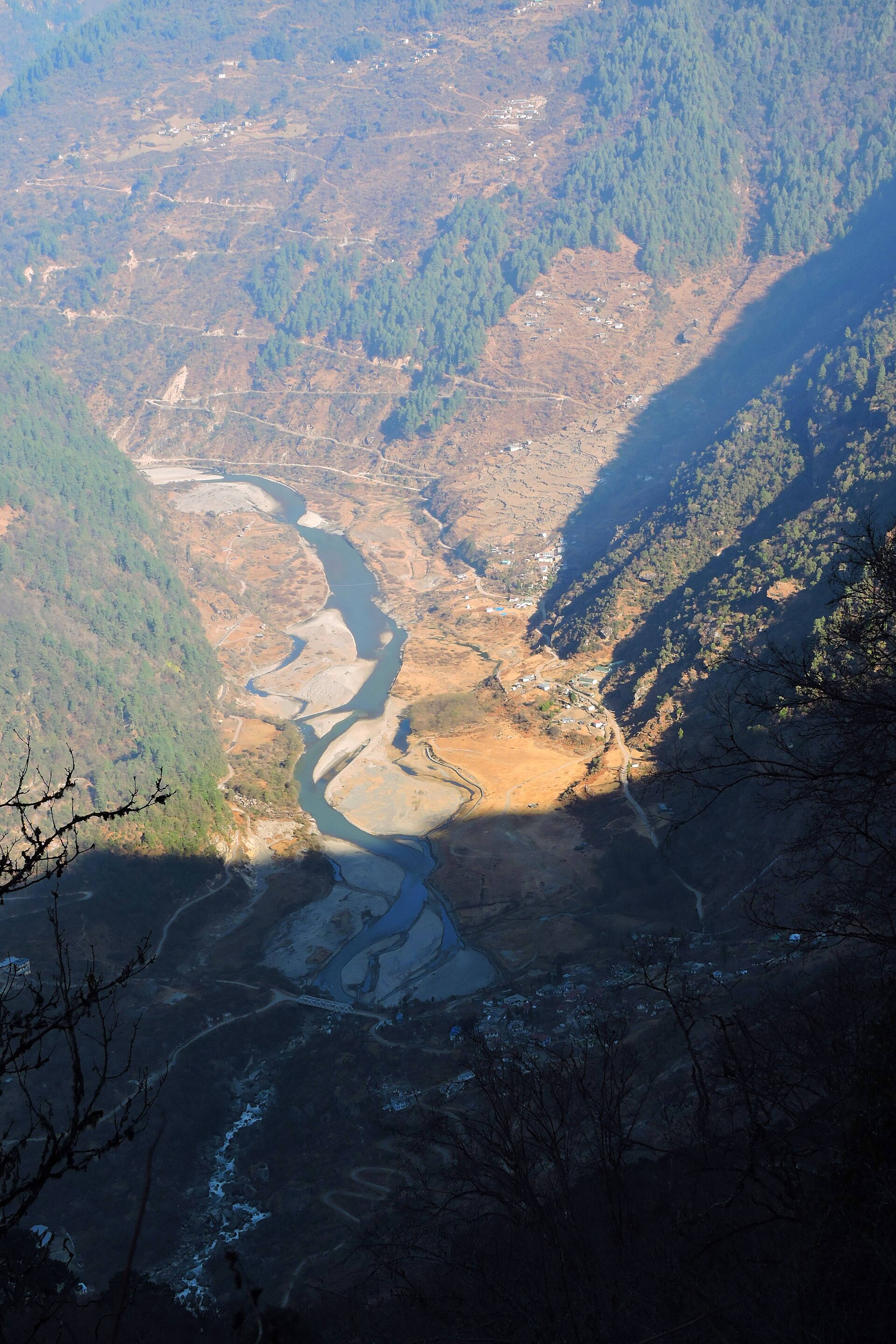 Zemithang valley and the Nyamjang Chu seen from above, Tawang district