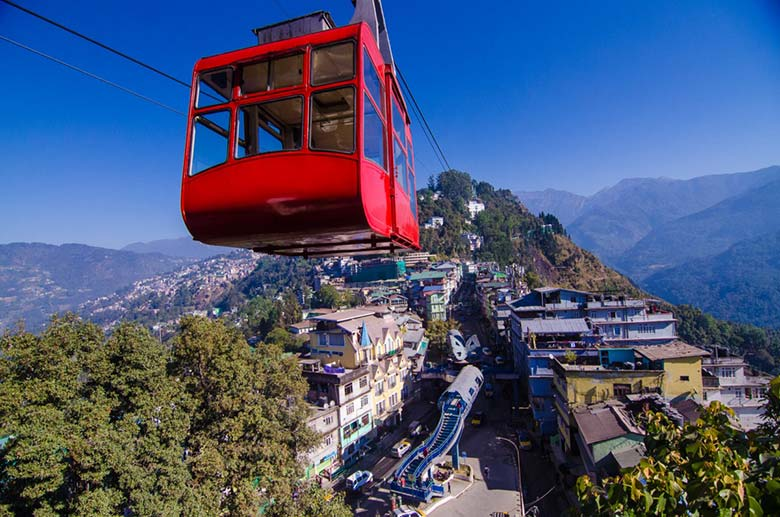Gangtok Gondola ride and ropeway, a popular family activity for scenic aerial views of the city and mountains.