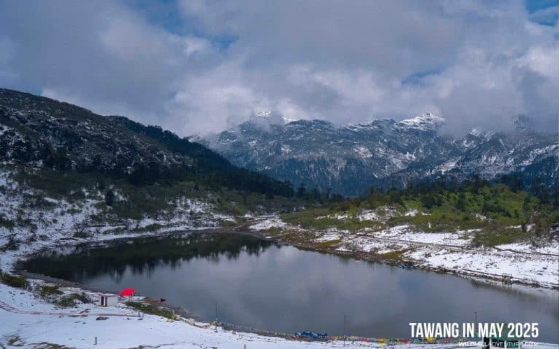 Scenic winter landscape of a glacier in winter,Tawang.