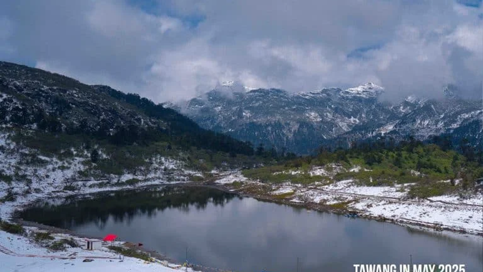 Scenic winter landscape of a glacier in winter,Tawang.