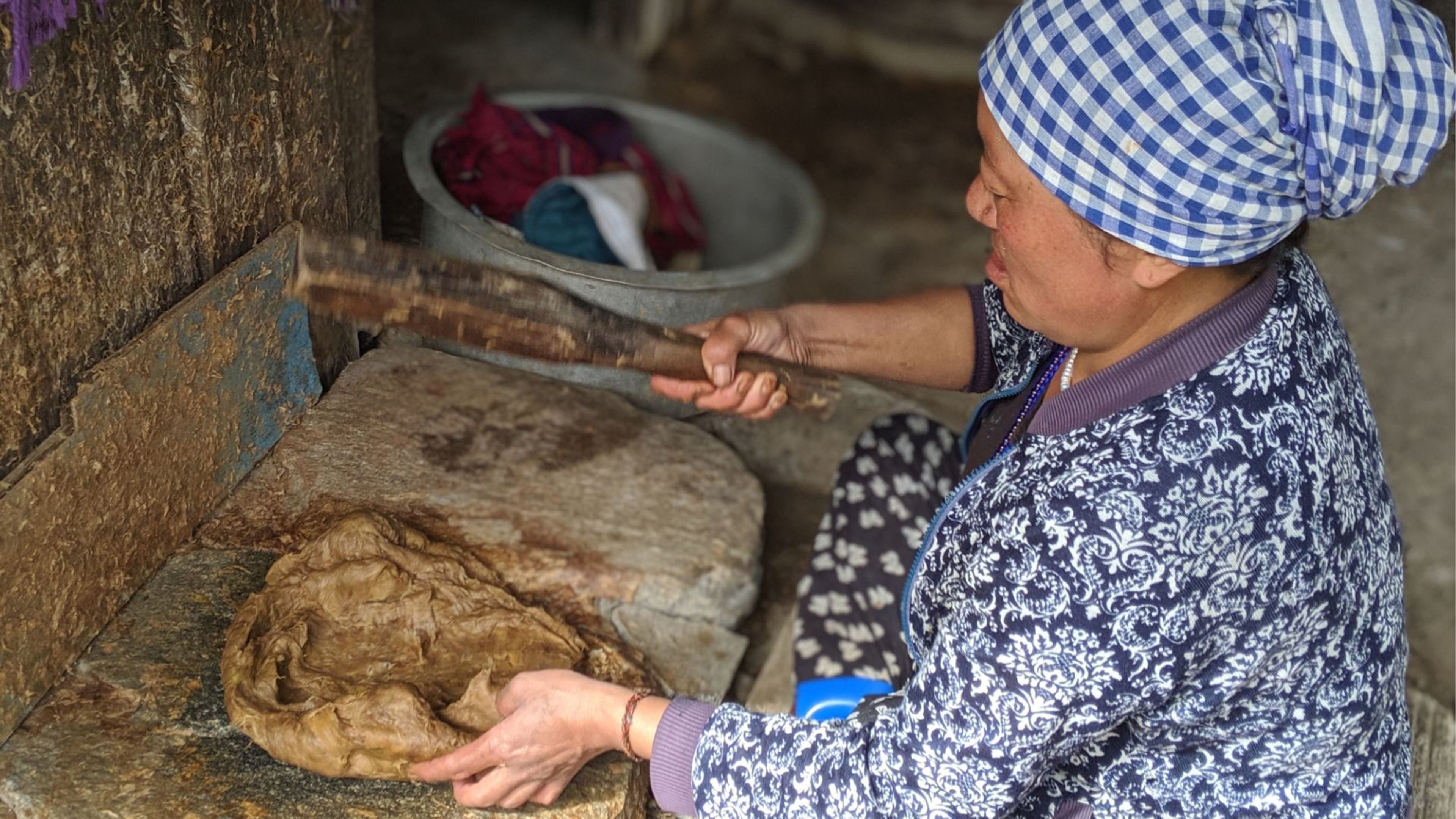 The traditional process of making Monpa handmade paper (Mon Shugu) in Tawang, Arunachal Pradesh.