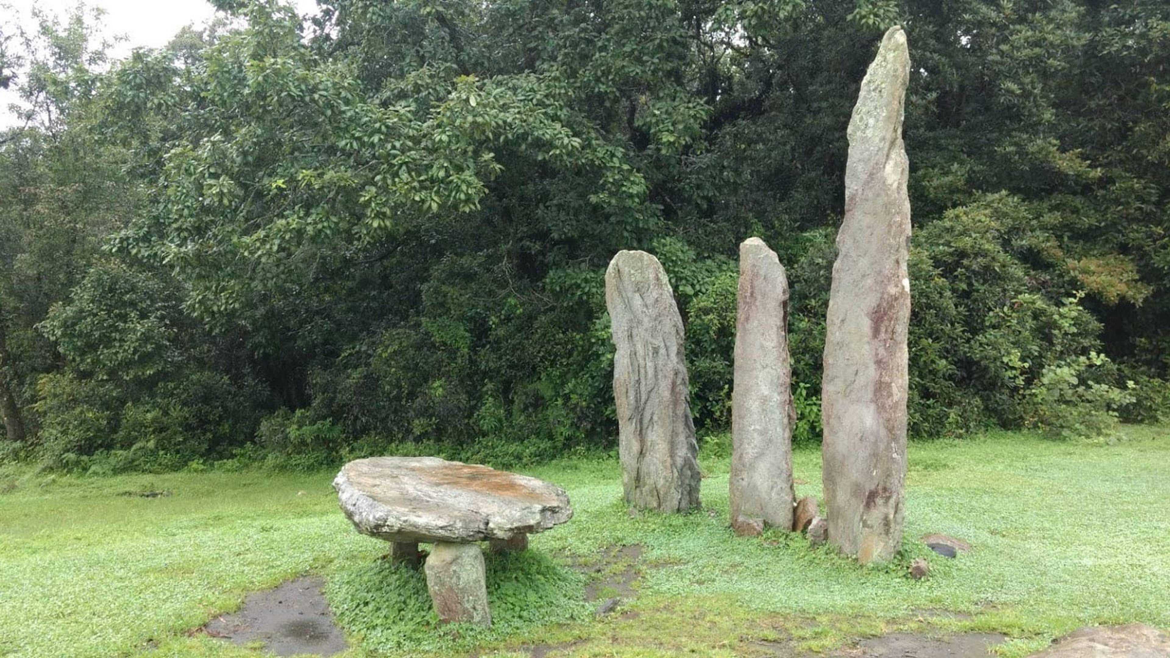 Stone monoliths at the entrance to Mawphlang Sacred Forest