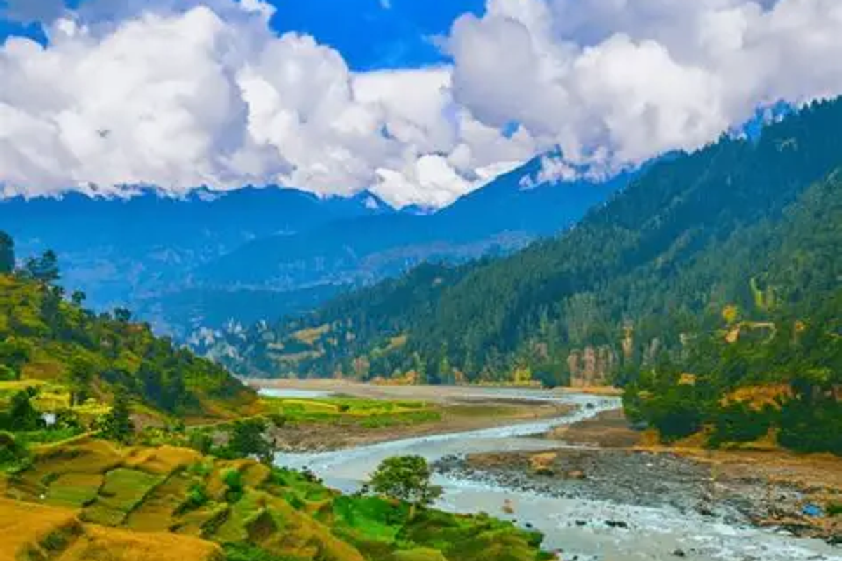 Beautiful Himalayan valley landscape around Dirang in Arunachal Pradesh