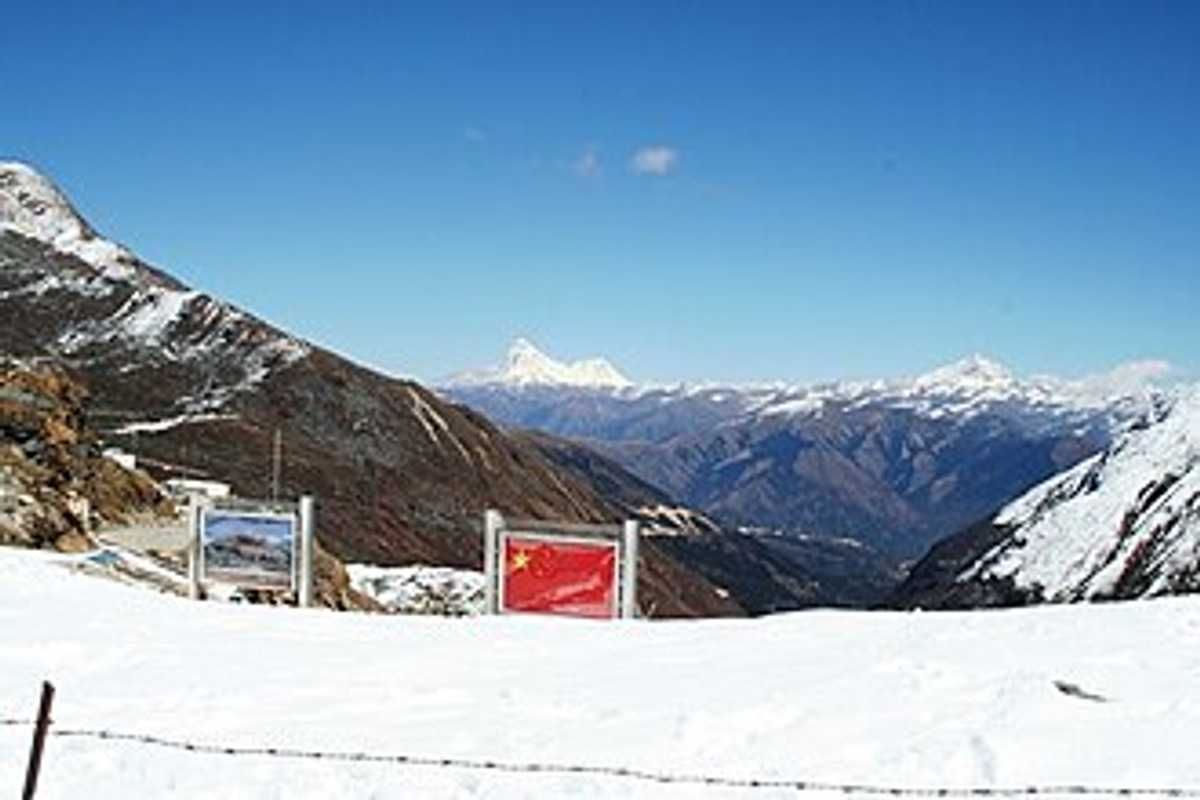 : The historic Nathu La Pass border crossing between India and China at an altitude of 14,140 feet in East Sikkim