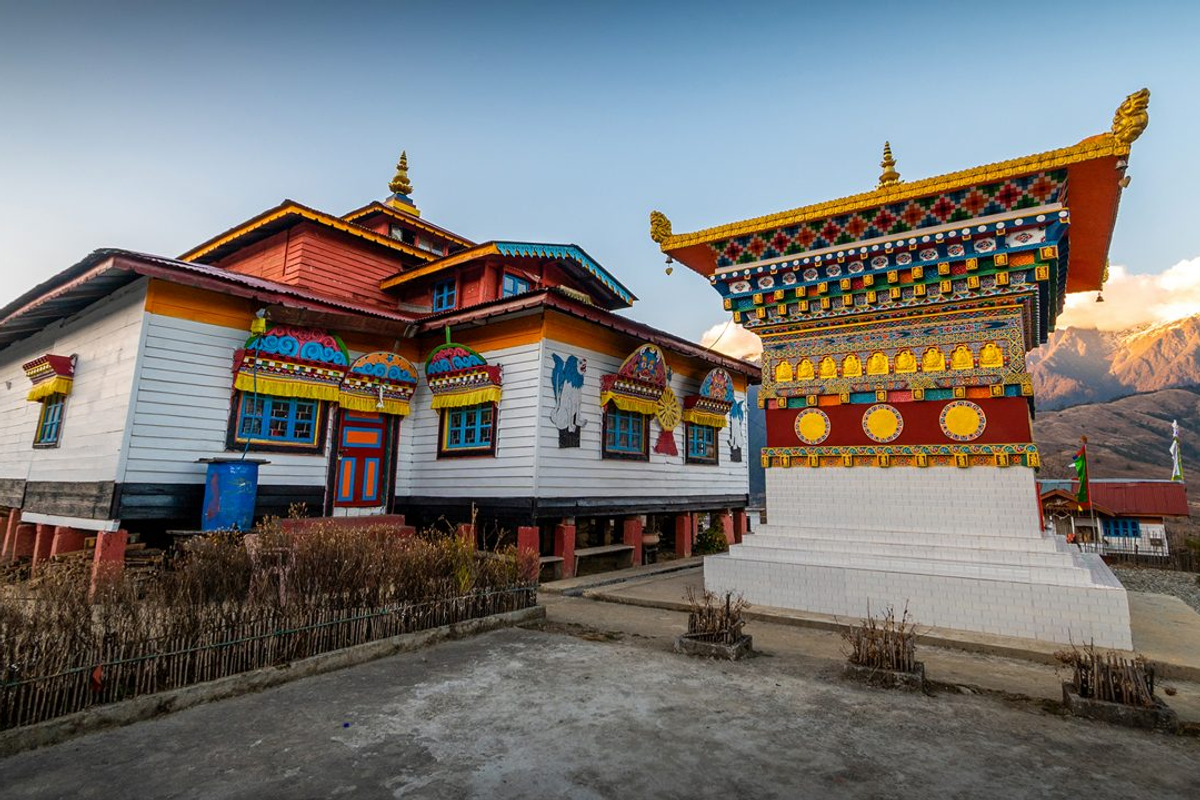 Ancient wooden architecture of Samten Yongcha Monastery Mechuka Arunachal Pradesh | Mechuka Monastery