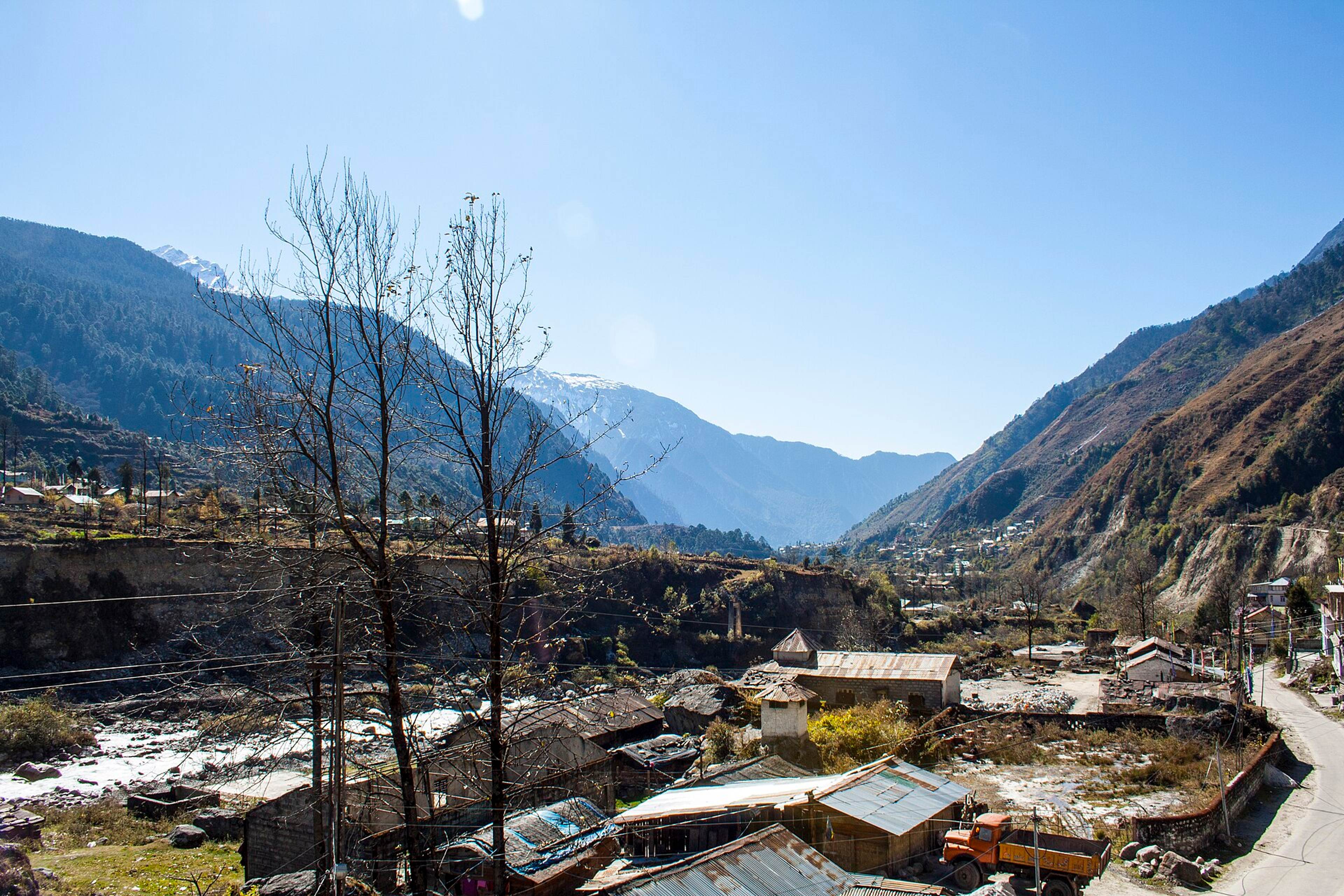 Lachung village in its steep valley, North Sikkim