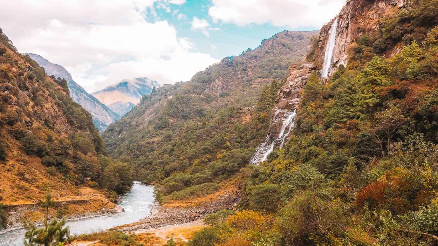 Nuranang Falls near Jang, where the road to Mago leaves the Tawang highway