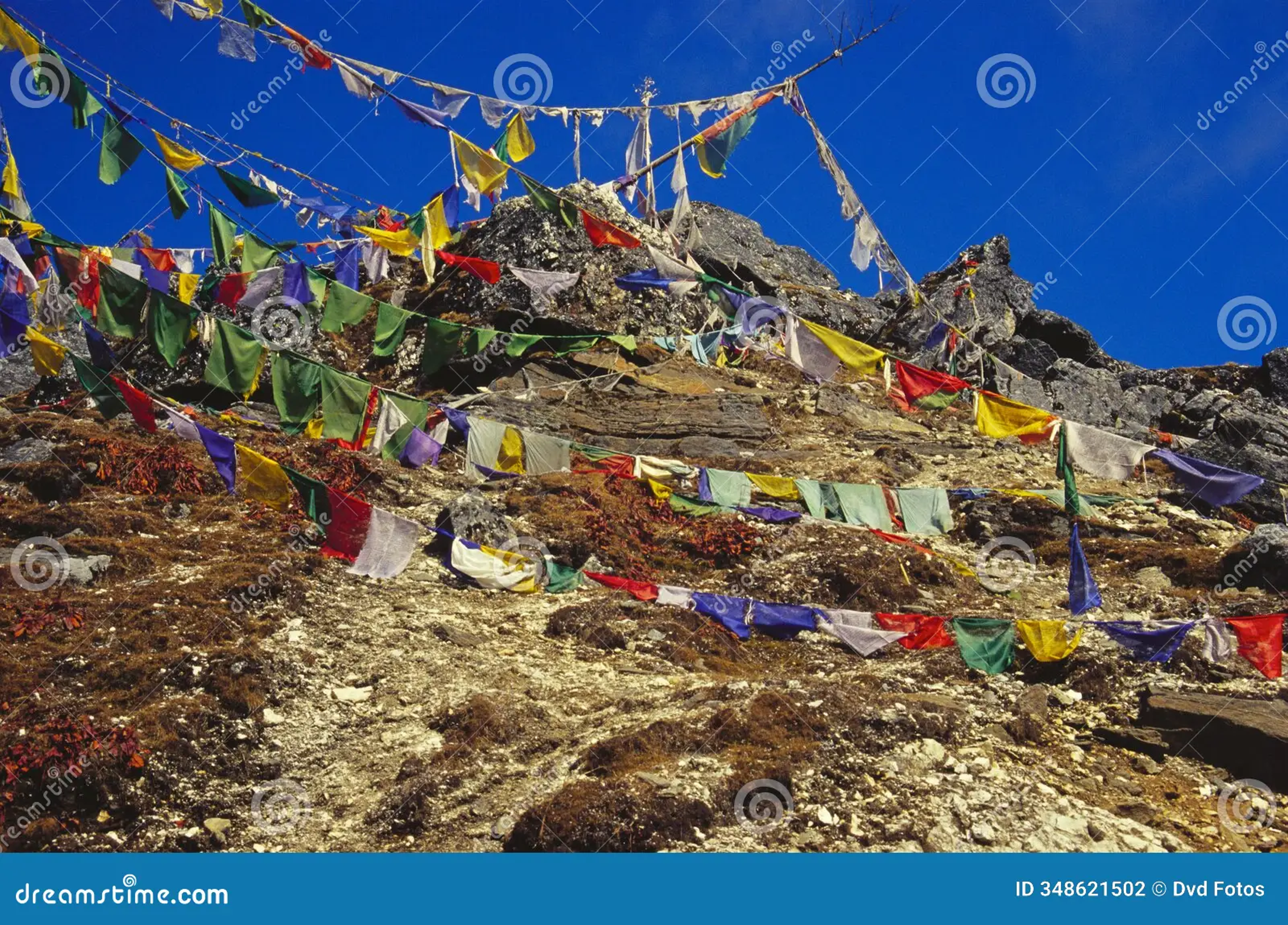 Buddhist prayer flags at Sela Pass overlooking the high-altitude Sela Lake.]