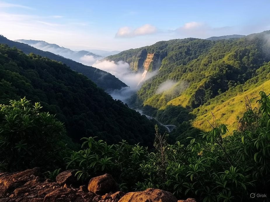 The scenic, well-paved mountain highway leading from Shillong to Cherrapunji.. Source: Northeast Advisor