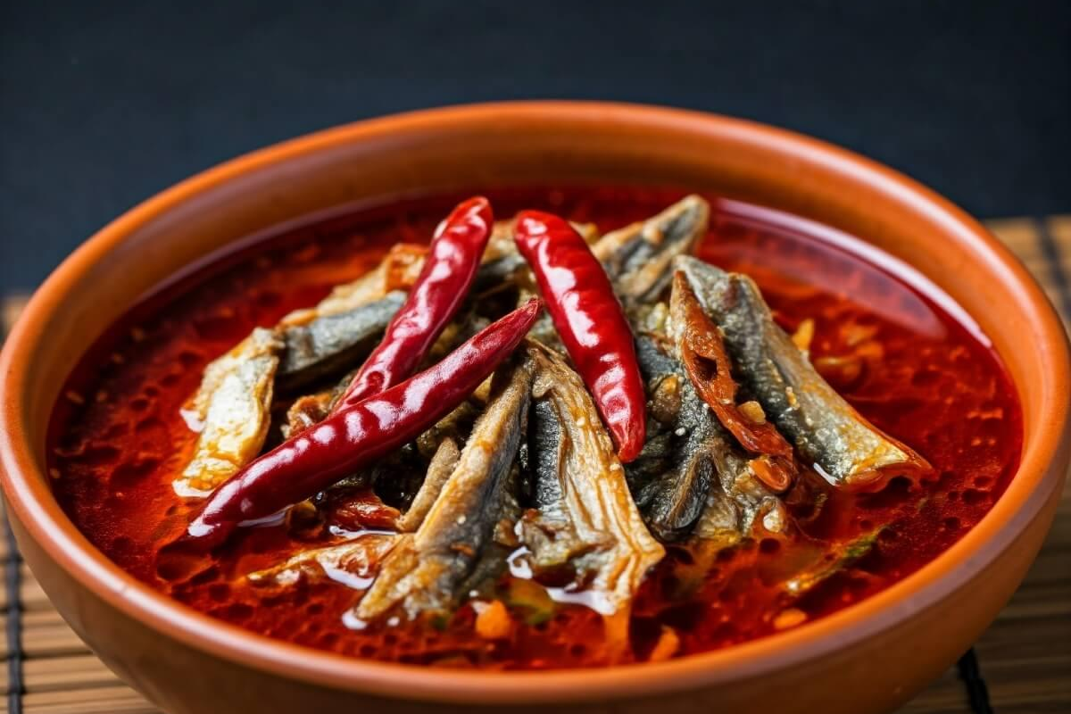 Nakham Bitchi spicy dried fish soup from Meghalaya