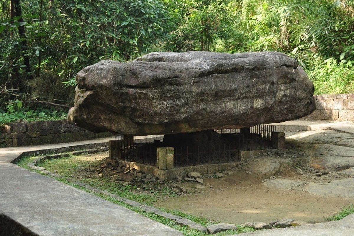 Balancing Rock of Mawlynnong village natural geological wonder
