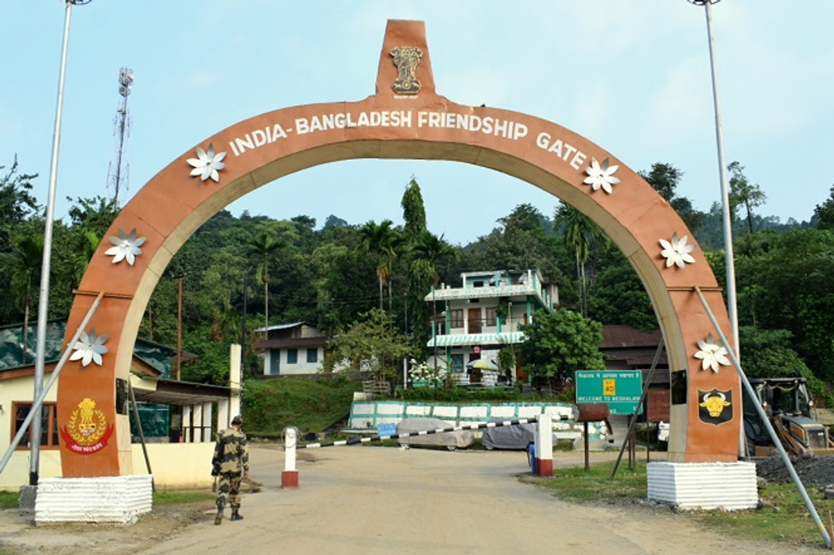  The Indo-Bangladesh Friendship Gate at the Tamabil Border where India and Bangladesh meet in Dawki