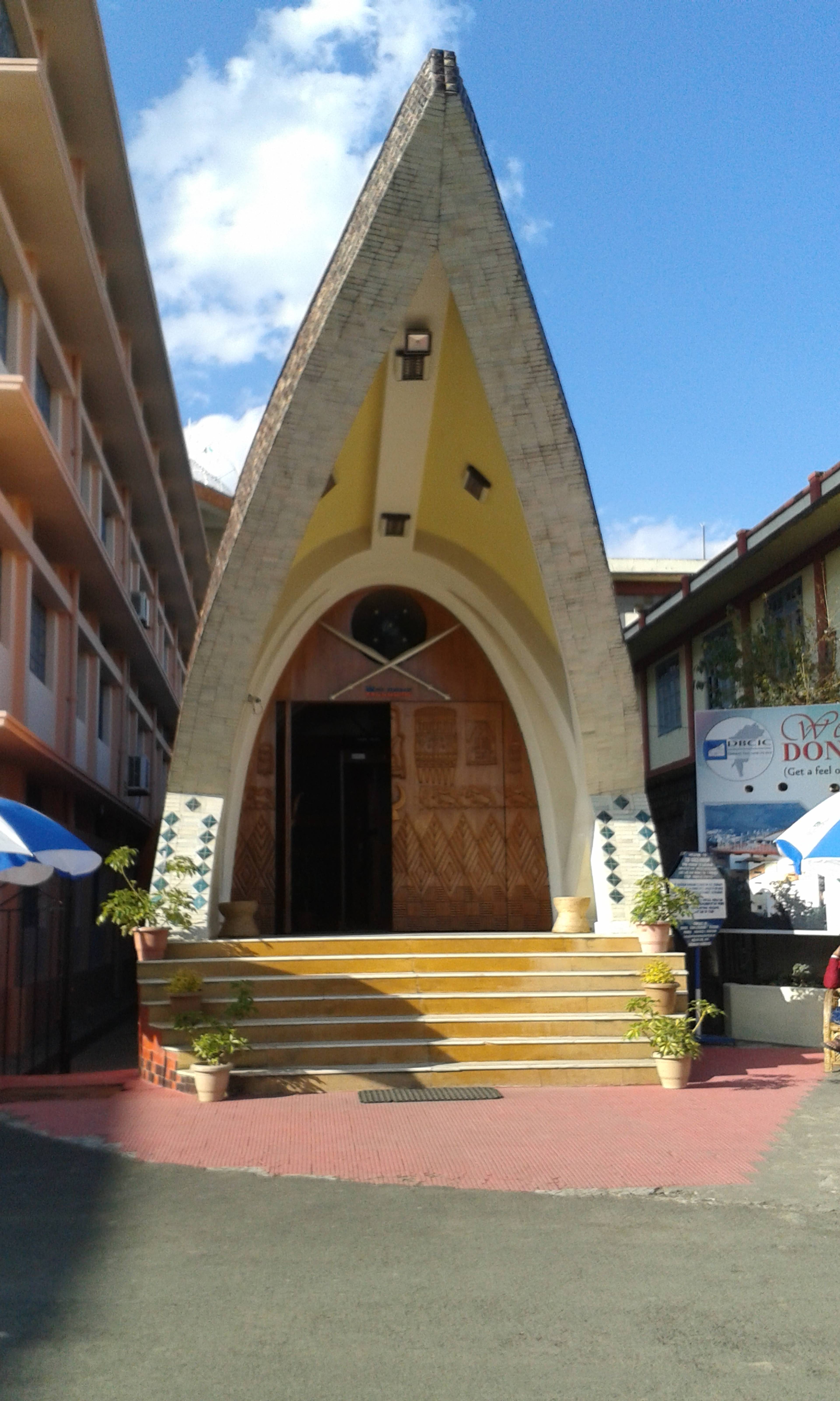 The hexagonal Don Bosco Centre for Indigenous Cultures building in Shillong