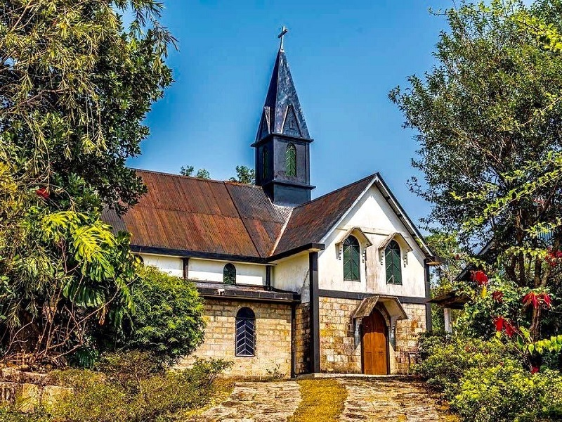 Church of the Epiphany historic black stone church Mawlynnong village