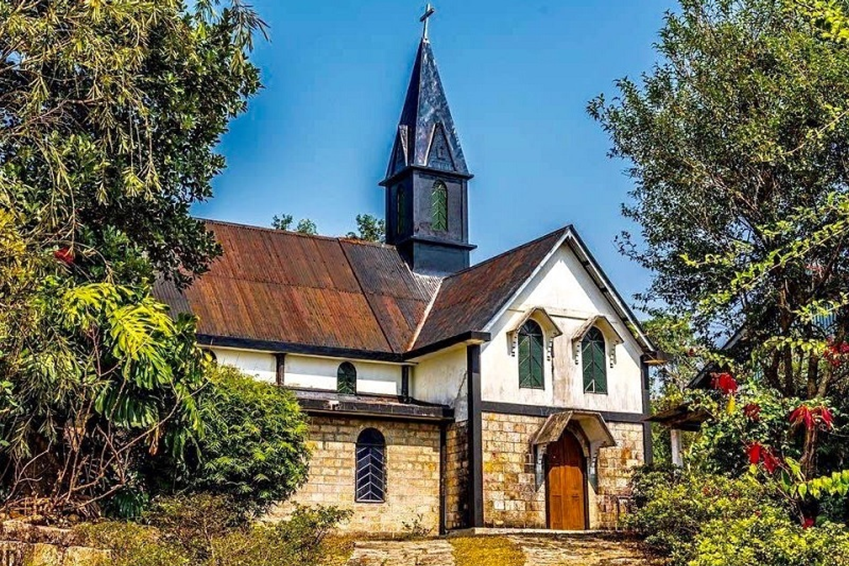 Church of the Epiphany historic black stone church Mawlynnong village