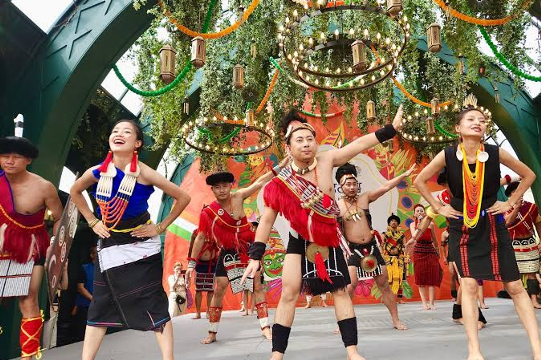 Naga performers in traditional dress on stage