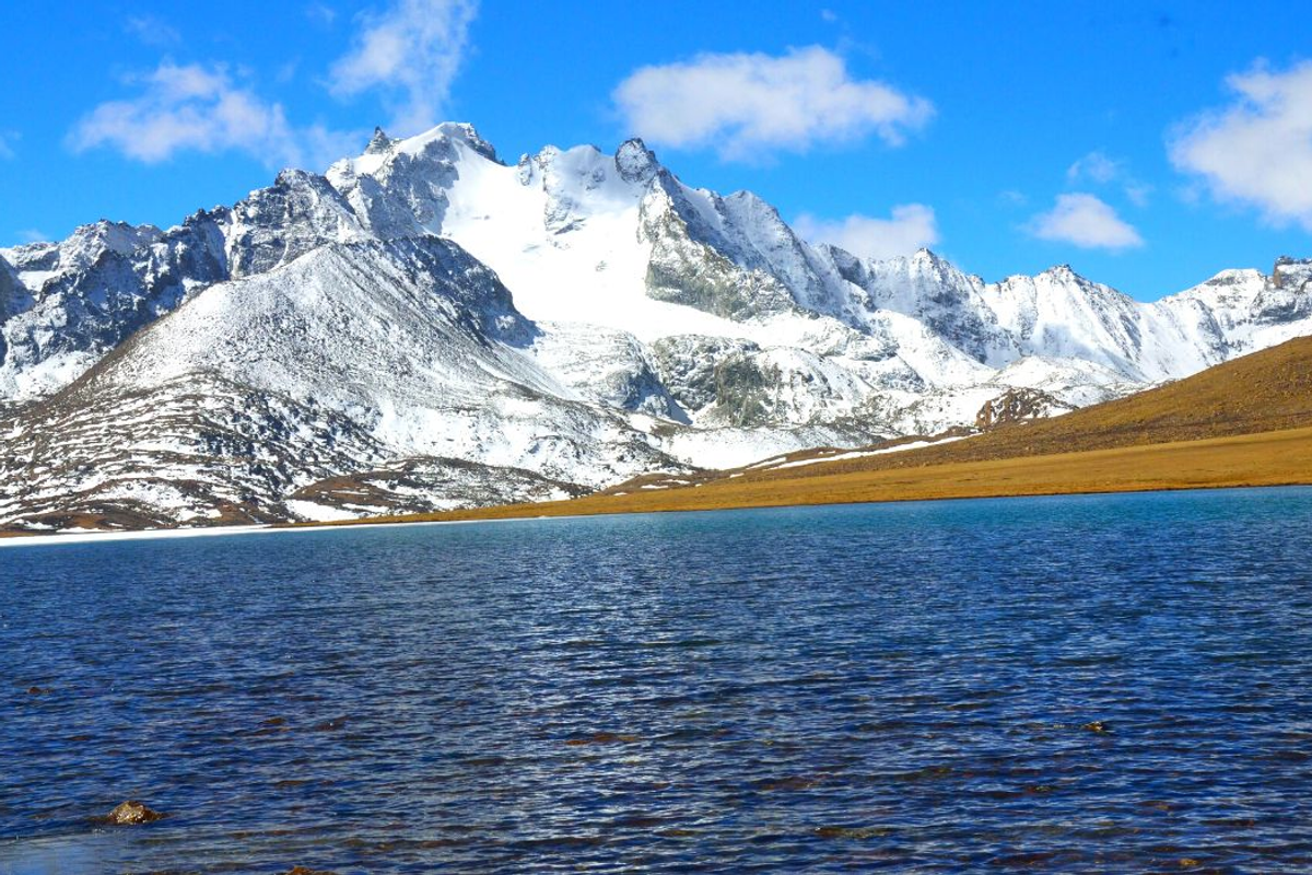 Tso Lhamo Lake (Cholamu Lake) in North Sikkim, the highest high-altitude lake in India at 17,490 feet.