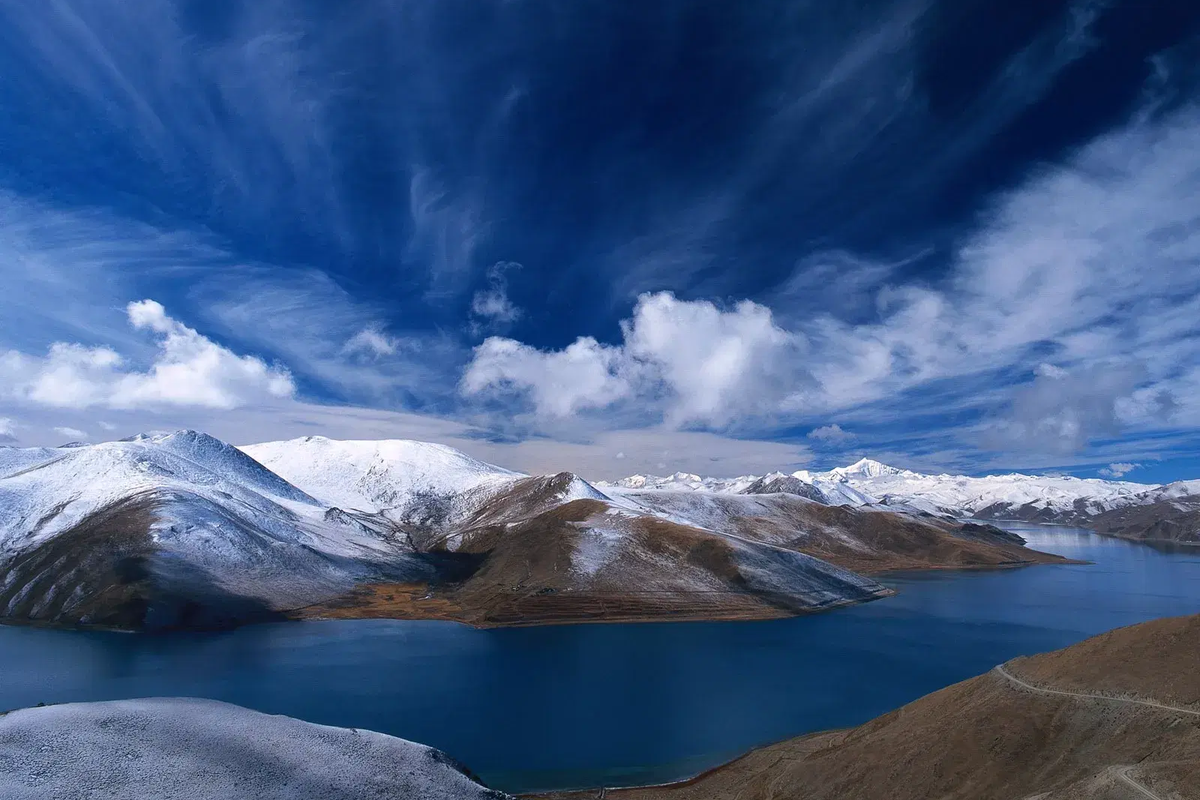 Blue waters of Pankang Teng Tso (P.T. Tso) Lake in Tawang.