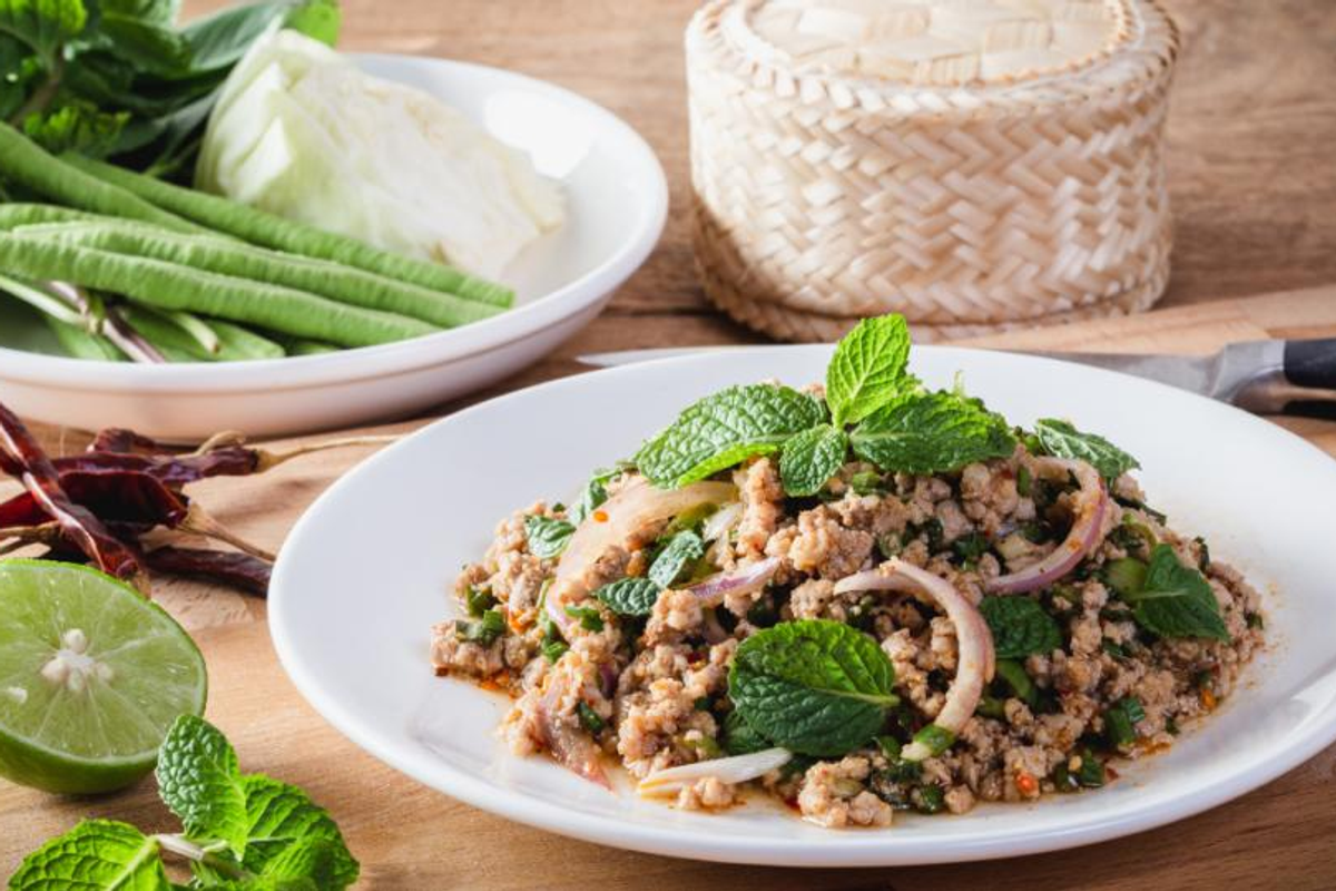 Doh Khlieh pork salad with onions and chilies Meghalaya