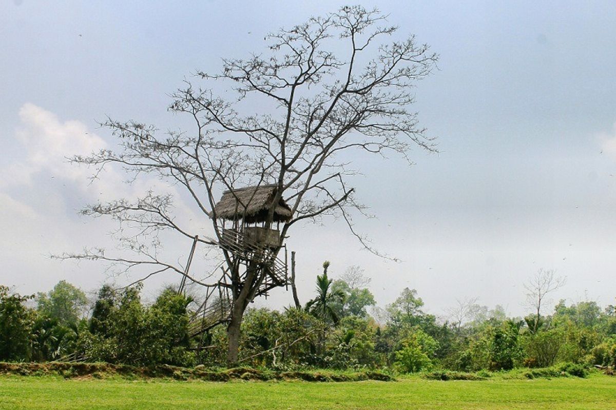 Sky View bamboo watchtower Mawlynnong village sightseeing point
