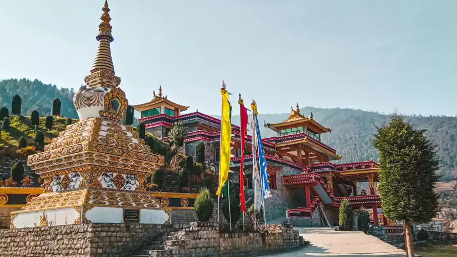 The Tawang Monastery in Arunachal Pradesh, India’s largest Buddhist monastery, perched on a mountain ridge in the Eastern Himalayas.