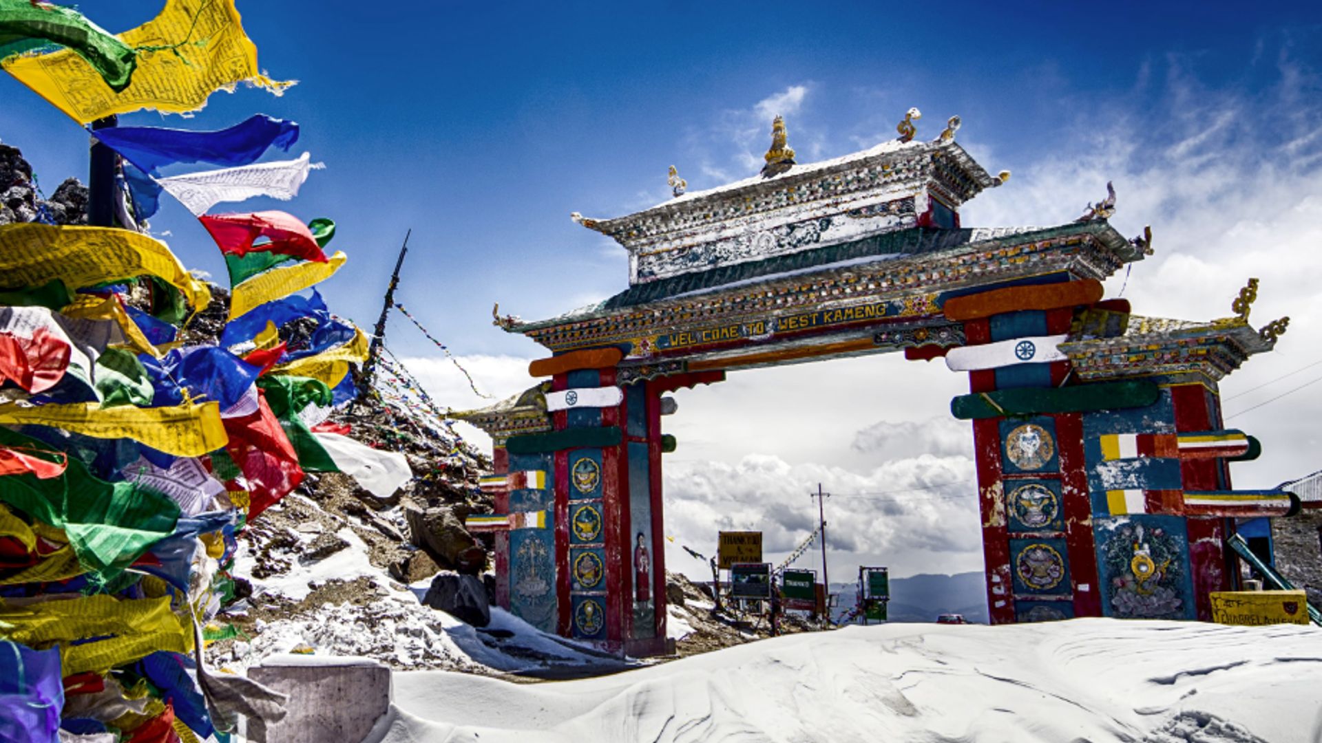 Snow-covered mountains, Tawang Monastery and scenic valleys in Arunachal Pradesh, Northeast India