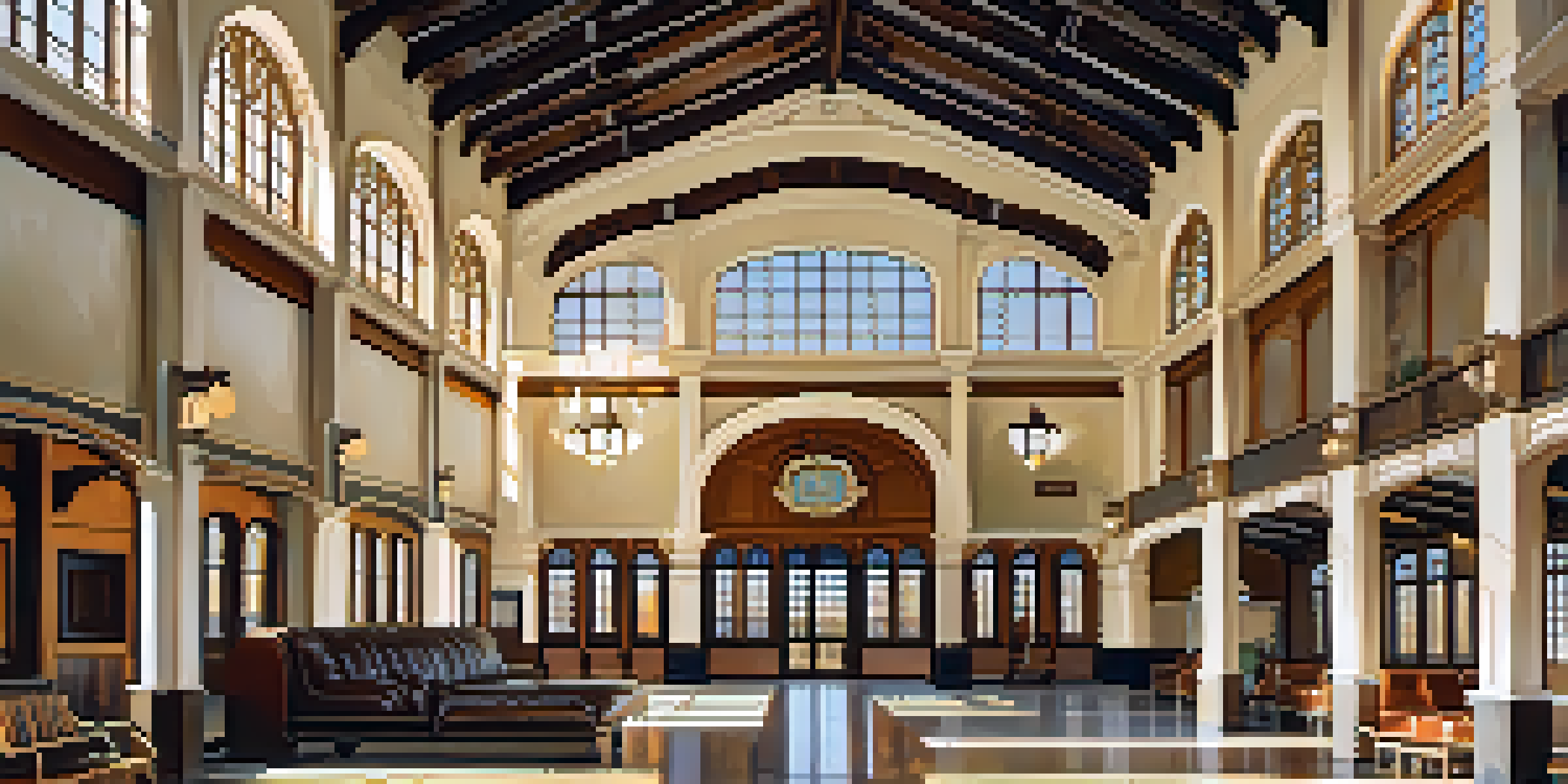 A historic view of Southern Pacific Depot in Sacramento, featuring Spanish Colonial Revival architecture and travelers in a grand waiting room.