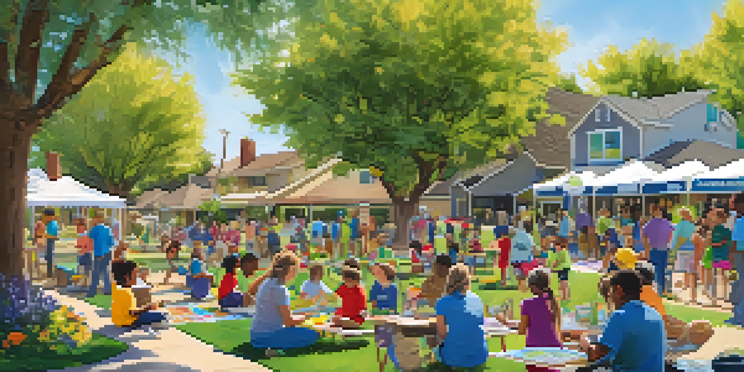 A sunny outdoor community workshop in Sacramento focused on water conservation, featuring residents and families learning about saving water.