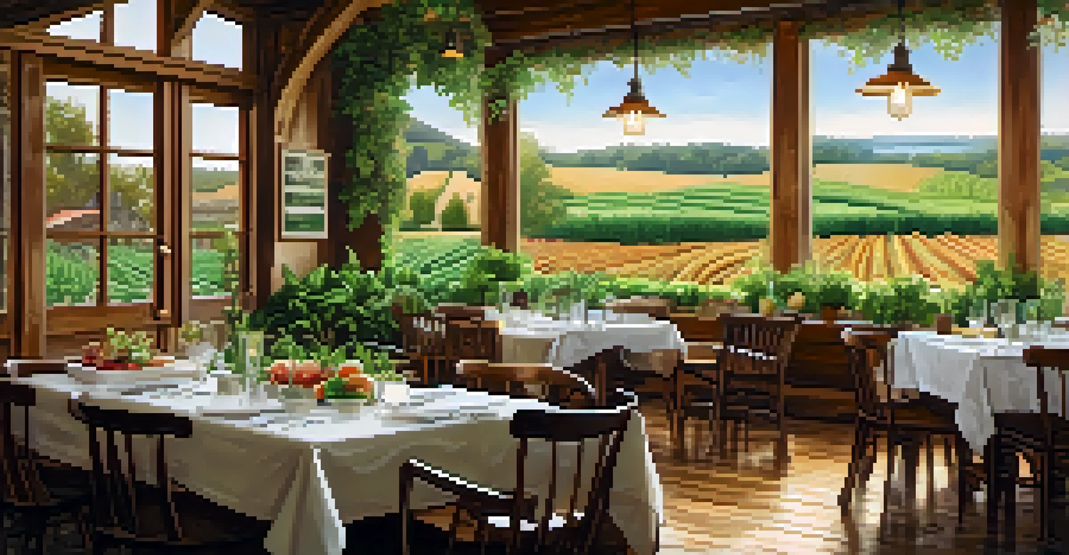 A farm-to-table dining setup with seasonal dishes and warm lighting in a cozy restaurant.