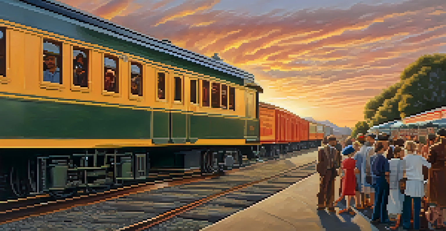 An artistic collage representing the cultural legacy of Sacramento's railroads, with historical photos and festival scenes.